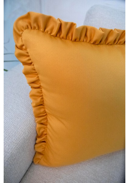 Fırfırlı Sarı Kırlent Kılıfı Dekoratif Bohem Soft Koltuk Sırt Yastık Hediyelik Yılbaşı 45X45 indirimleri