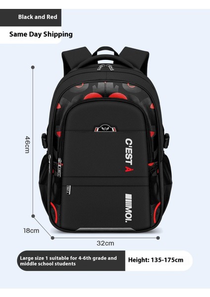 Erkek Okul Çantası Ilkokul Öğrencileri 3-6 Sınıflar Okul Çantası Yük Azaltma Basit Omuz Sırt Çantalarının Kore Versiyonu (Yurt Dışından)