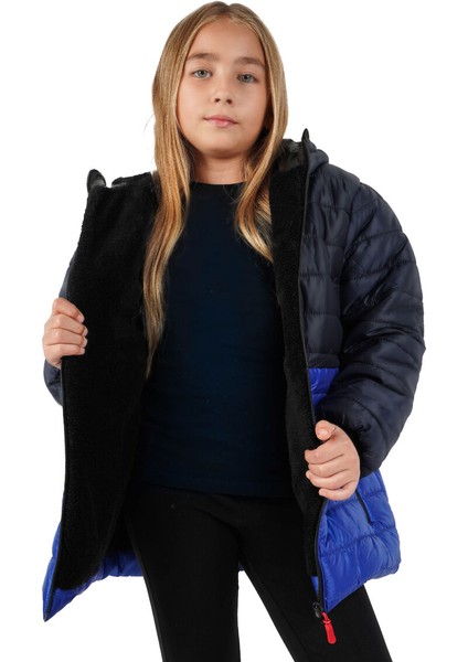 İçi Kürklü Su ve Rüzgar Geçirmez Kapüşonlu Kız Çocuk Mont