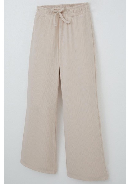 Kız Çocuk Pantolonlu Takım Yazı Nakışlı 5-9 Yaş, Bej