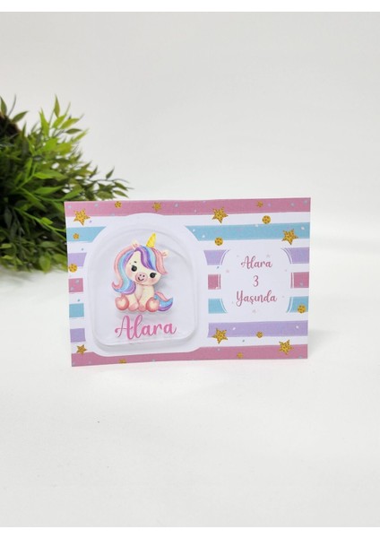 Isme Özel Kişiye Özel Unicorn Figürlü Pleksi Doğum Günü Magnet Bebek Magnet Bebek Hediyelik 20 Adet