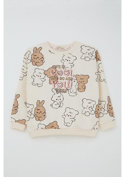 Kız Çocuk Eşofman Takım Sevimli Dostlar 4-8 Yaş, Krem fiyatları