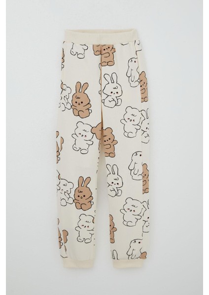 Kız Çocuk Eşofman Takım Sevimli Dostlar 4-8 Yaş, Krem modelleri