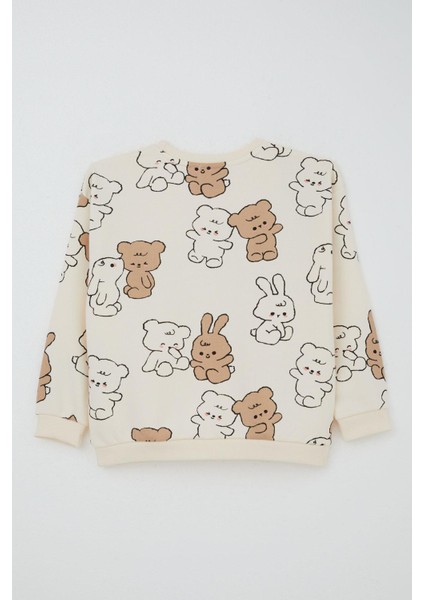 Kız Çocuk Eşofman Takım Sevimli Dostlar 4-8 Yaş, Krem fırsatları