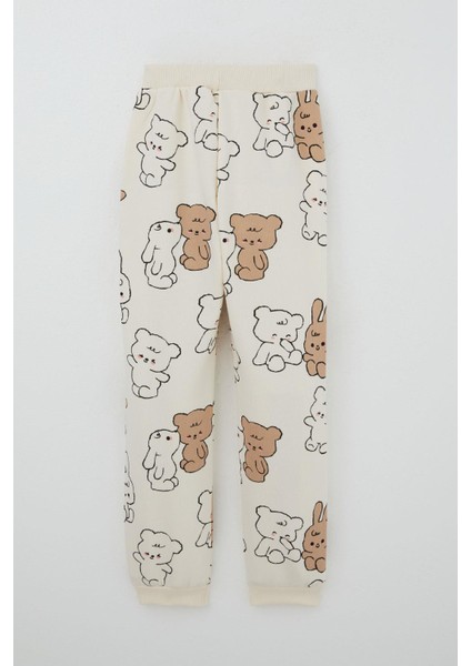 Kız Çocuk Eşofman Takım Sevimli Dostlar 4-8 Yaş, Krem indirimleri