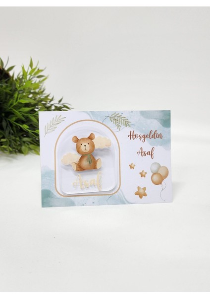 Isme Özel Kişiye Özel Ayıcık Figürlü Pleksi Bebek Magnet Yenidoğan Magnet 20 Adet