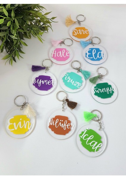 Isme Özel Kişiye Özel Renkli Pleksi Anahtarlık