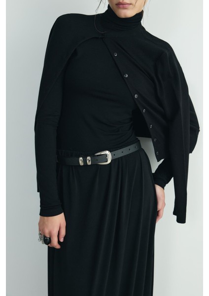 Siyah Luna Deri Kemer