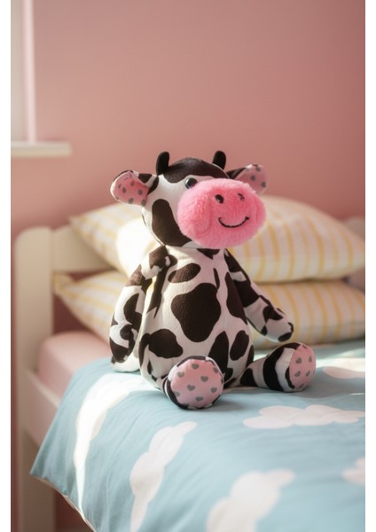Peluş Inek Sevimli Yumuşak Uyku ve Oyun Arkadaşı Yastık Hediyelik Dekoratif Oyuncak