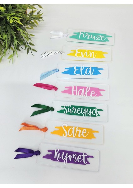 Isme Özel Kişiye Özel Renkli Pleksi Kitap Ayracı