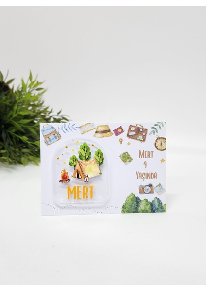 Isme Özel Kişiye Özel Kamp Temalı Pleksi Doğum Günü Magnet Bebek Magnet Bebek Hediyelik 20 Adet