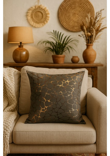 Varaklı Antrasit Kırlent Kılıfı Dekoratif Bohem Soft Koltuk Sırt Yastık Hediyelik Yılbaşı 45X45 modelleri