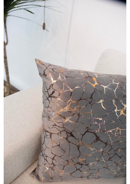 Varaklı Antrasit Kırlent Kılıfı Dekoratif Bohem Soft Koltuk Sırt Yastık Hediyelik Yılbaşı 45X45 indirimleri