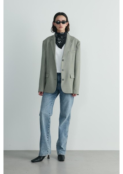 Yeşil Julie Ekose Blazer Ceket