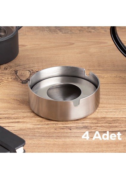 4'lü TE-136 Paslanmaz Çelik Metal Kül Tablası Küllük fiyatları