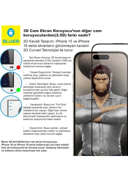 3D Airbag iPhone 17 Pro Uyumlu Kenar Darbelere Dirençli Tam Kavrayan Kavisli Cam Ekran Koruyucu fiyatları