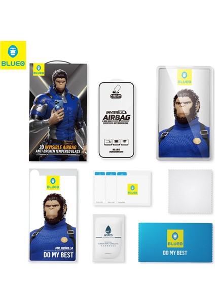 3D Airbag iPhone 17 Pro Uyumlu Kenar Darbelere Dirençli Tam Kavrayan Kavisli Cam Ekran Koruyucu