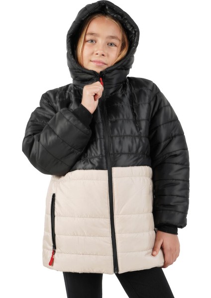 İçi Kürklü Su ve Rüzgar Geçirmez Kapüşonlu Kız Çocuk Mont