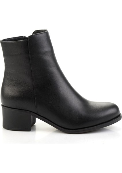 Siyah Hakiki Deri Kadın Bot & Bootie K02208022003