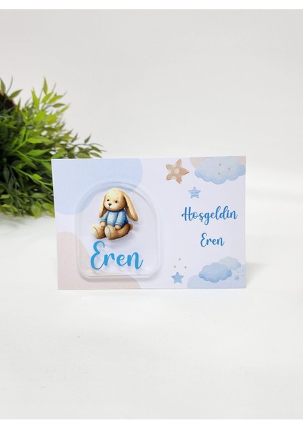 Isme Özel Kişiye Özel Köpek Figürlü Pleksi Bebek Magnet Yenidoğan Magnet 20 Adet