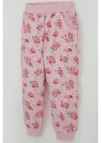 Kız Çocuk Eşofman Takım Çiçek Desenli 1.5-5 Yaş, Pembe