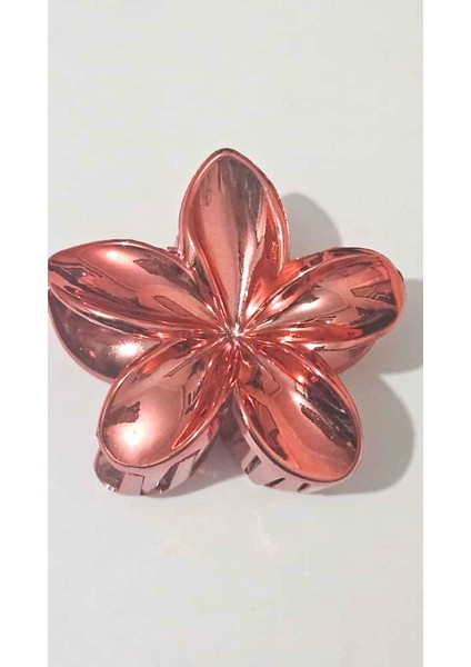 Metalik Nar Çiçeği Renk Lotus Mandal Saç Tokası 8 cm – Şık ve Dayanıklı modelleri