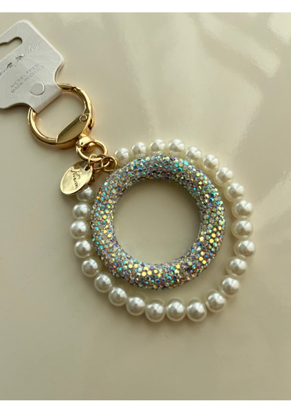 Inci Detaylı Parlak Taşlı Anahtarlık – Gold Renk Şık Tasarım fiyatları