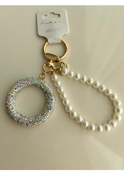 Inci Detaylı Parlak Taşlı Anahtarlık – Gold Renk Şık Tasarım modelleri