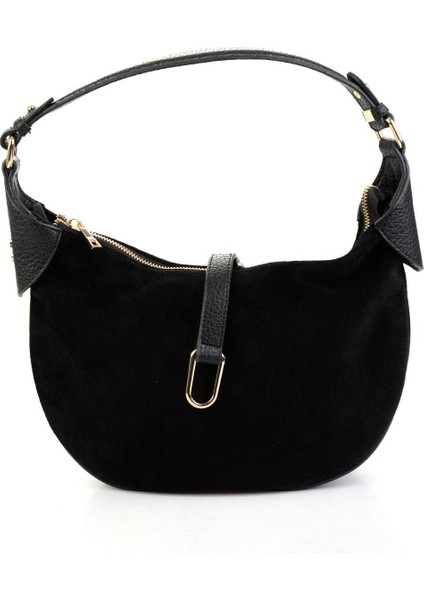 Siyah Hakiki Deri Kadın Omuz Çantası C06004011202