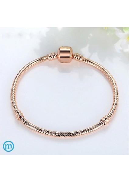 925 Ayar Cham Uyumlu Yılan Zincir Gümüş Üzeri Altın Kaplama Kadın Bileklik-rose Gold modelleri