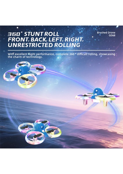 Drone GD66 Uzaktan Kumanda Oyuncak Renkli Işık ile Fırçalanmış Motor 2.4g 360 ° Dublör Rc Drone modelleri