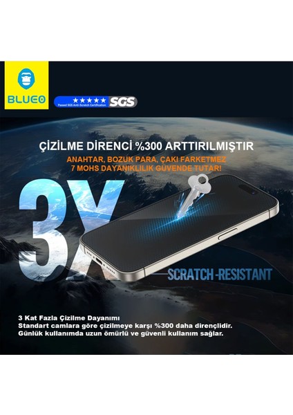 Crystal iPhone 17 Pro Max Uyumlu 7 Mohs Sertlik 3 Kat Çizilmeye Dayanıklı Cam Ekran Koruyucu Aparat indirimleri