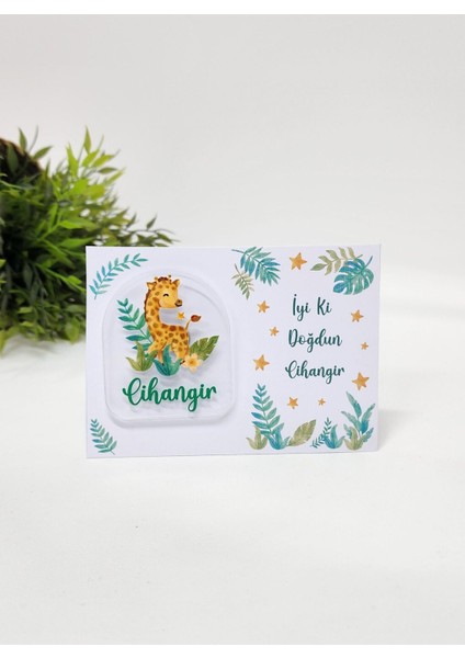 Isme Özel Kişiye Özel Zürafa Figürlü Pleksi Doğum Günü Magnet Bebek Magnet Bebek Hediyelik 20 Adet