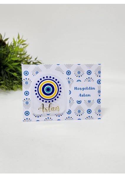 Isme Özel Kişiye Özel Nazar Boncuğu Detaylı Pleksi Bebek Magnet Yenidoğan Magnet 20 Adet