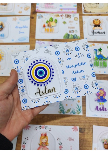 Isme Özel Kişiye Özel Nazar Boncuğu Detaylı Pleksi Bebek Magnet Yenidoğan Magnet 20 Adet fiyatları