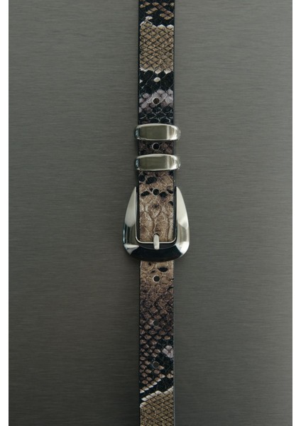 Kahverengi Yılan Desenli Kemer