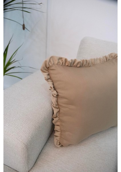 Fırfırlı Bej Kırlent Kılıfı Dekoratif Bohem Soft Koltuk Sırt Yastık Hediyelik Yılbaşı 45X45 modelleri