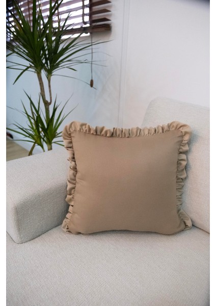 Fırfırlı Bej Kırlent Kılıfı Dekoratif Bohem Soft Koltuk Sırt Yastık Hediyelik Yılbaşı 45X45 fırsatları