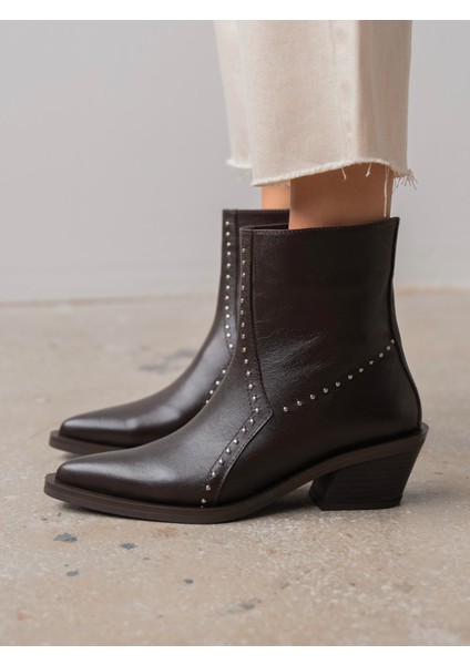 Ruxan Kahve Hakiki Deri Kadın Bot modelleri