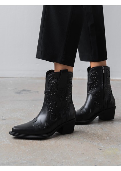 Vulya Siyah Hakiki Deri Kadın Bot fiyatları