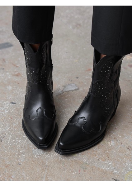 Vulya Siyah Hakiki Deri Kadın Bot indirimleri