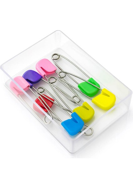 Plastik Başlı Çengelli Iğne Renkli 10'lu 4 cm