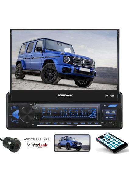 SW-9099 Indash Teyp 7 Inç 4X50 Watt Bluetooth Mirrorlink