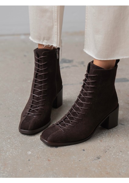 Hensy Kahve Süet Hakiki Deri Kadın Bot modelleri