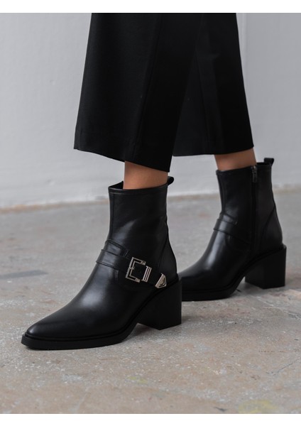 Pulina Siyah Hakiki Deri Kadın Bot fiyatları