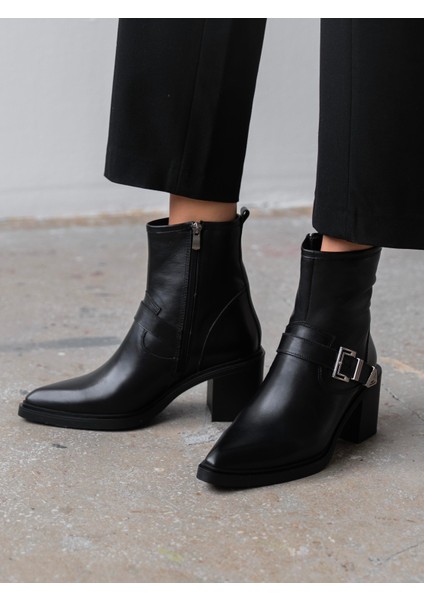 Pulina Siyah Hakiki Deri Kadın Bot modelleri