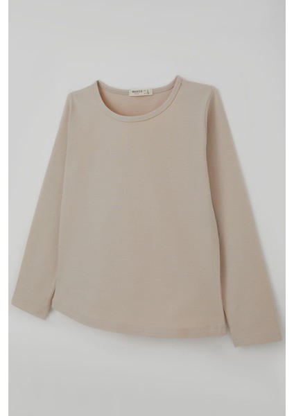 Kız Çocuk Uzun Kollu Tişört Basic 8-12 Yaş, Bej modelleri