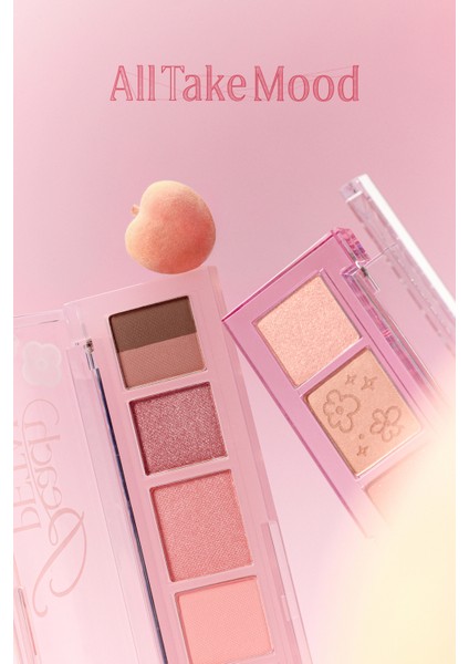 Mat, Işıltılı, Simli Yoğun Pigmentli Far Paleti PERIPERA All Take Mood Palette 007 Lets Go See Peach