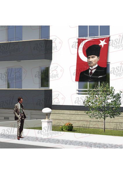 Kalpaklı Gazi Mustafa Kemal Atatürk Ay Yıldız Türk Bayraklı Poster Tören Kutlama Cephe Bayrağı fiyatları
