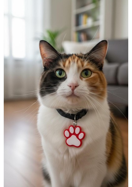 Akıllı Nfc Kedi Kimlik Anahtarlığı-Pati Şekilli, Temassız Bilgi Paylaşımı (Kırmızı) fiyatları